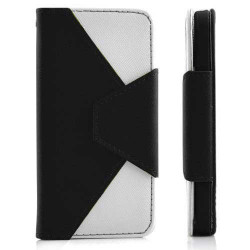 Etui cuir portefeuille BLACK and WHITE pour iPhone 5 et 5S