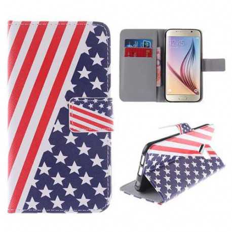 Etui cuir portefeuille USA pour SAMSUNG GALAXY S6