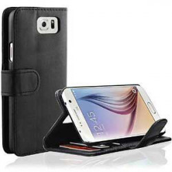 Etui cuir portefeuille noir pour SAMSUNG GALAXY S6