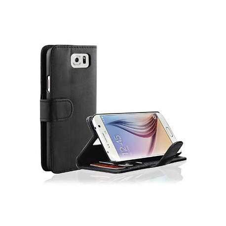 Etui cuir portefeuille noir pour SAMSUNG GALAXY S6