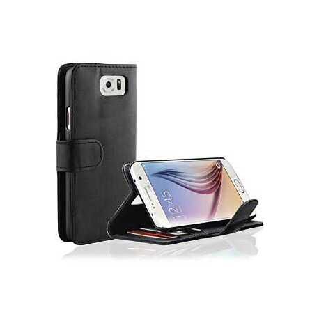 Etui cuir portefeuille noir pour SAMSUNG GALAXY S6 edge 