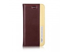 Etui cuir original portefeuille marron et beige ASTON MARTIN pour iPhone 6