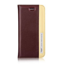 Etui cuir original portefeuille marron et beige ASTON MARTIN pour iPhone 6