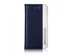 Etui cuir original portefeuille bleu marine et blanc ASTON MARTIN pour iPhone 6