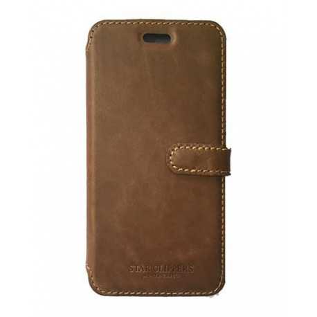 Etui portefeuille originale STARCLIPPERS en cuir marron pour iPhone 6