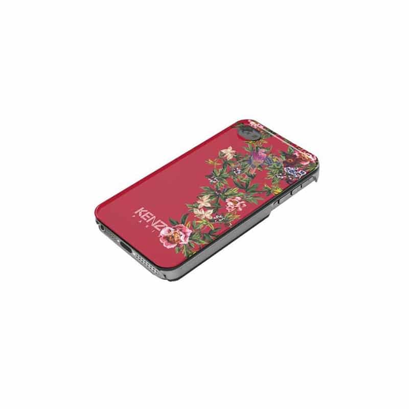 Coque KENZO iPhone 5/SE rouge glossy à motif fleuri