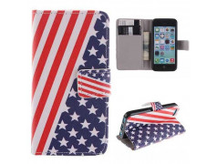 Etui cuir portefeuille USA pour iPhone 5C