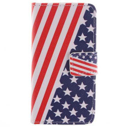 Etui cuir portefeuille USA pour iPhone 5C