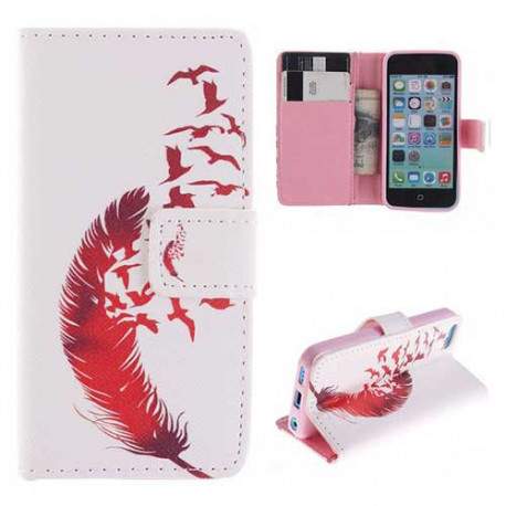 Etui cuir portefeuille PLUME pour iPhone 5C