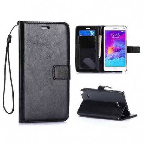 Etui cuir portefeuille noir pour SAMSUNG GALAXY NOTE 4