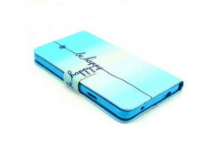 Etui cuir portefeuille BE HAPPY pour SAMSUNG GALAXY NOTE 4