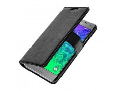 Housse Etui cuir Folio noir Samsung Galaxy Alpha