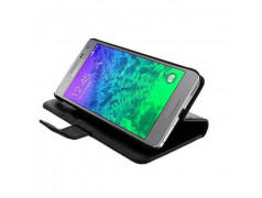 Housse Etui cuir Folio noir Samsung Galaxy Alpha