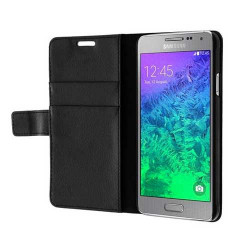 Housse Etui cuir Folio noir Samsung Galaxy Alpha