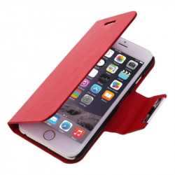 Housse Etui cuir Folio rouge iPhone 6 plus