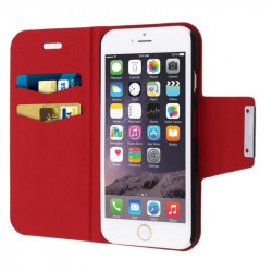 Housse Etui cuir Folio rouge iPhone 6 plus