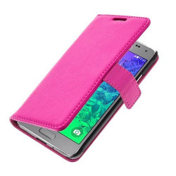 Housse Etui cuir Folio rose Samsung Galaxy Alpha