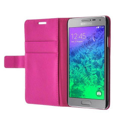 Housse Etui cuir Folio rose Samsung Galaxy Alpha