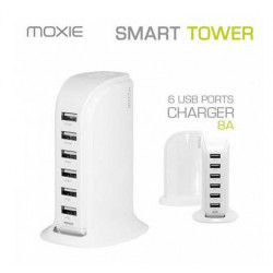 Chargeur secteur 6 entrées USB 8A SmartTower blanc