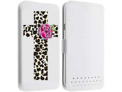 Etui Cuir M CROIX LEOPARD pour WIKO DARFULL, GOA, OZZY, SUNSET