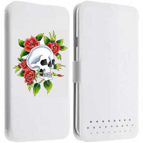 Etui Cuir M SKULL FUN 3 pour WIKO DARFULL, GOA, OZZY, SUNSET