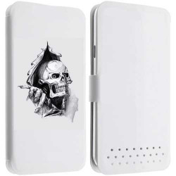 Etui Cuir M SKULL FUN 6 pour WIKO DARFULL, GOA, OZZY, SUNSET