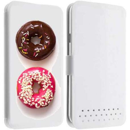 Etui Cuir L DONUTS 1 pour WIKO Darkmoon, Birdy, Gateaway, Highway, Pure, Star, Signs, Iggy, Jimmy, Rainbow ...