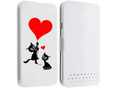 Etui Cuir L LOVE CAT pour WIKO Darkmoon, Birdy, Gateaway, Highway, Pure, Star, Signs, Iggy, Jimmy, Rainbow ...