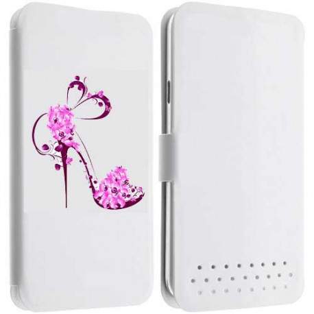 Etui Cuir L TALON AIGUILLE FLEURI pour WIKO Darkmoon, Birdy, Gateaway, Highway, Pure, Star, Signs, Iggy, Jimmy, Rainbow ...