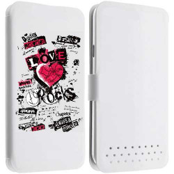 Etui Cuir XL LOVE ROCK pour WIKO Cink Five, Stairway, Dark Side, Ridge Fab