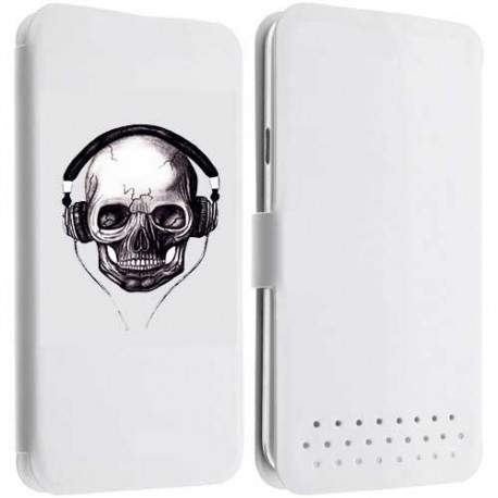 Etui Cuir XL SKULL FUN 8 pour WIKO Cink Five, Stairway, Dark Side, Ridge Fab