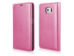 Etui cuir portefeuille rose pour SAMSUNG GALAXY S6 Edge