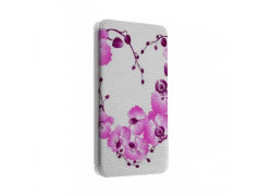 Etui portefeuille cuir COEUR FLEURS Samsung Galaxy S2, S6, S6 Edge, S6 Edge + et Alpha