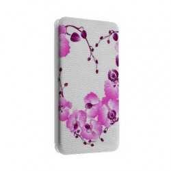 Etui portefeuille cuir COEUR FLEURS Samsung Galaxy S2, S6, S6 Edge, S6 Edge + et Alpha