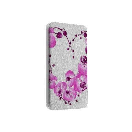 Etui portefeuille cuir COEUR FLEURS Samsung Galaxy S2, S6, S6 Edge, S6 Edge + et Alpha