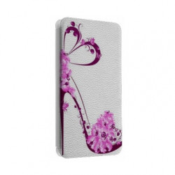 Etui portefeuille cuir TALON AIGUILLE FLEURS Samsung Galaxy S2, S6, S6 Edge, S6 Edge + et Alpha