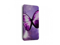 Etui portefeuille cuir PAPILLON MAUVE Samsung Galaxy S2, S6, S6 Edge, S6 Edge + et Alpha