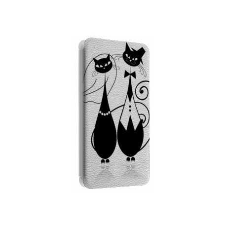 Etui portefeuille cuir PAIR OF CATS Samsung Galaxy S2, S6, S6 Edge, S6 Edge + et Alpha