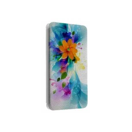 Etui portefeuille cuir FLEURS 1 Samsung Galaxy S2, S6, S6 Edge, S6 Edge + et Alpha