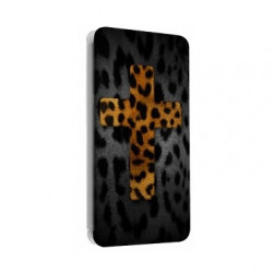 Etui portefeuille cuir CROIX LEOPARD Samsung Galaxy S2, S6, S6 Edge, S6 Edge + et Alpha