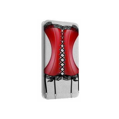 Etui portefeuille cuir CORSET ROUGE Samsung Galaxy S2, S6, S6 Edge, S6 Edge + et Alpha