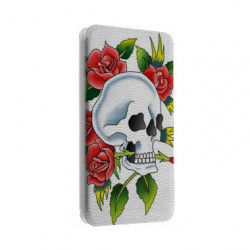 Etui portefeuille cuir SKULL FUN 3 Samsung Galaxy S2, S6, S6 Edge, S6 Edge + et Alpha