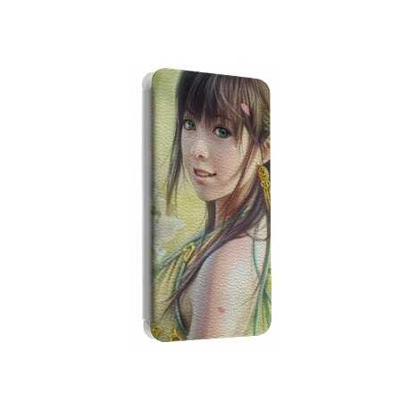 Etui portefeuille cuir FILLE MANGA Samsung Galaxy S2, S6, S6 Edge, S6 Edge + et Alpha