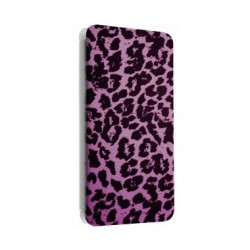 Etui portefeuille cuir LEOPARD MAUVE Samsung Galaxy S2, S6, S6 Edge, S6 Edge + et Alpha