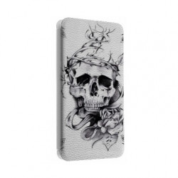 Etui portefeuille cuir SKULL FUN 9 Samsung Galaxy S2, S6, S6 Edge, S6 Edge + et Alpha