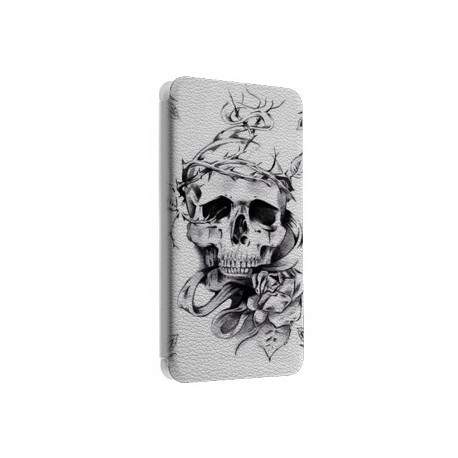 Etui portefeuille cuir SKULL FUN 9 Samsung Galaxy S2, S6, S6 Edge, S6 Edge + et Alpha