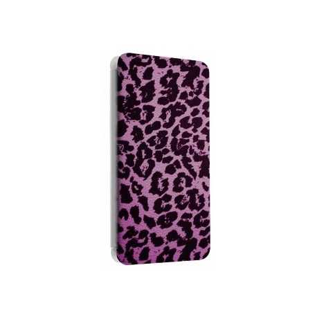 Etui portefeuille cuir LEOPARD ROSE Samsung Galaxy S3, A3, A5, A7, J1, J5, Grand etc ...