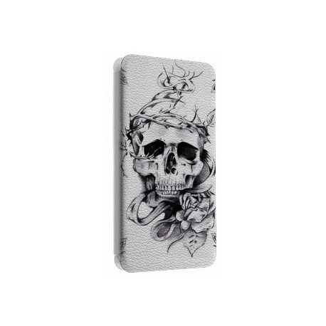 Etui portefeuille cuir SKULL FUN 9 Samsung Galaxy S3, A3, A5, A7, J1, J5, Grand etc ...