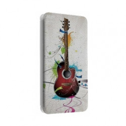 Etui portefeuille cuir GUITARE 3 Samsung Galaxy S3, A3, A5, A7, J1, J5, Grand etc ...