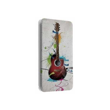 Etui portefeuille cuir GUITARE 3 Samsung Galaxy S3, A3, A5, A7, J1, J5, Grand etc ...